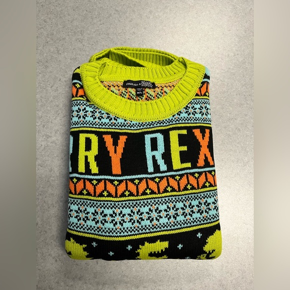 Rugrats Cheerful REX Holiday Knit Sweater w/ Scarf & Hat  Size Medium/Large - Picture 5 of 9